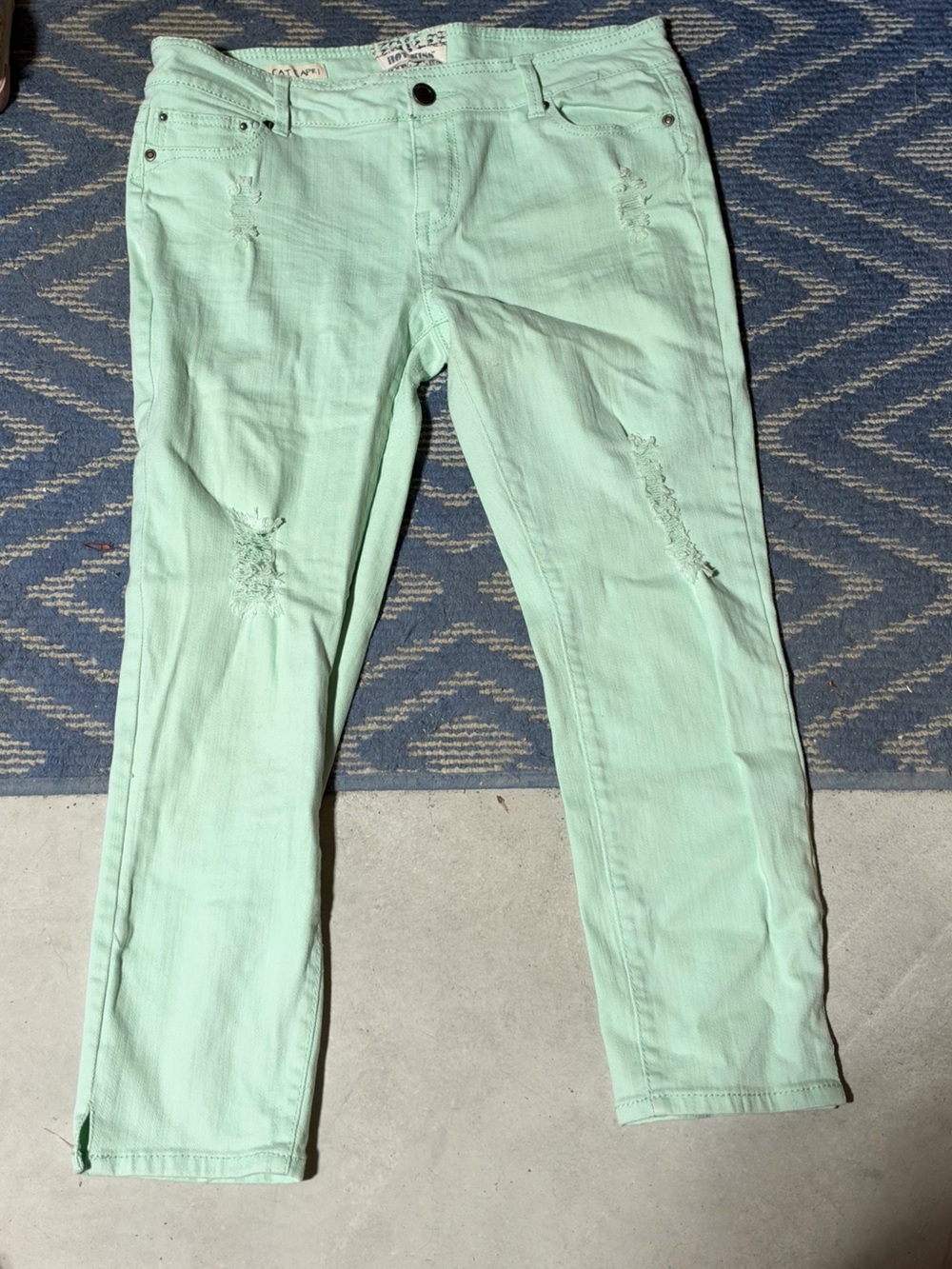 Hot Kiss Mint Green Distressed Skinny Jeans